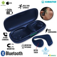 Fone Bluetooth Condução Óssea TWS500 Kimaster - Azul